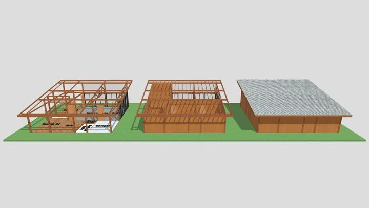 Casa Estrutural em Madeira 3D
