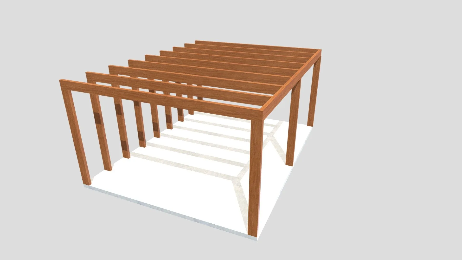 Pergolado em Madeira de Lei 3D