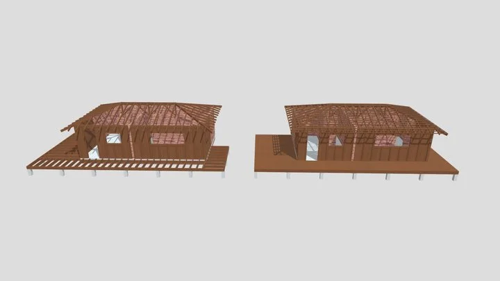 Estrutura de Cobertura e Segundo Andar 3D