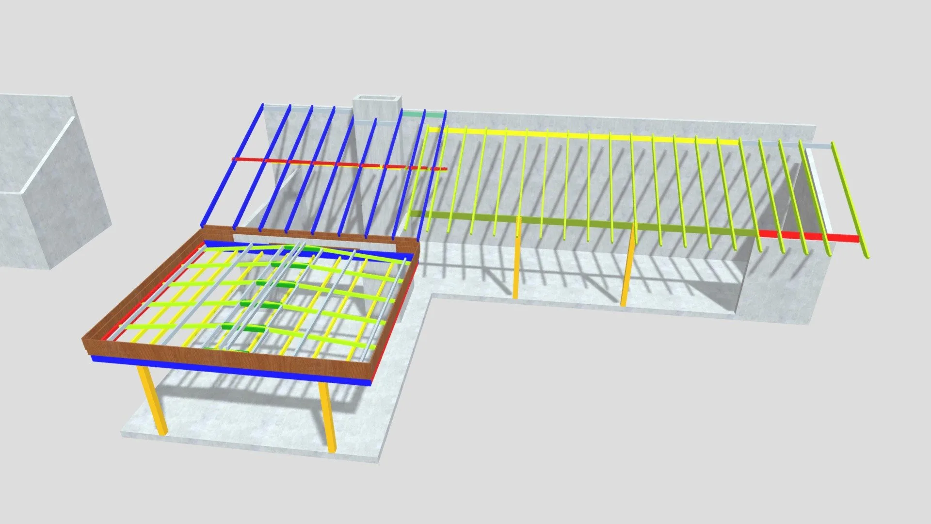 Projeto de Telhado em Madeira 3D